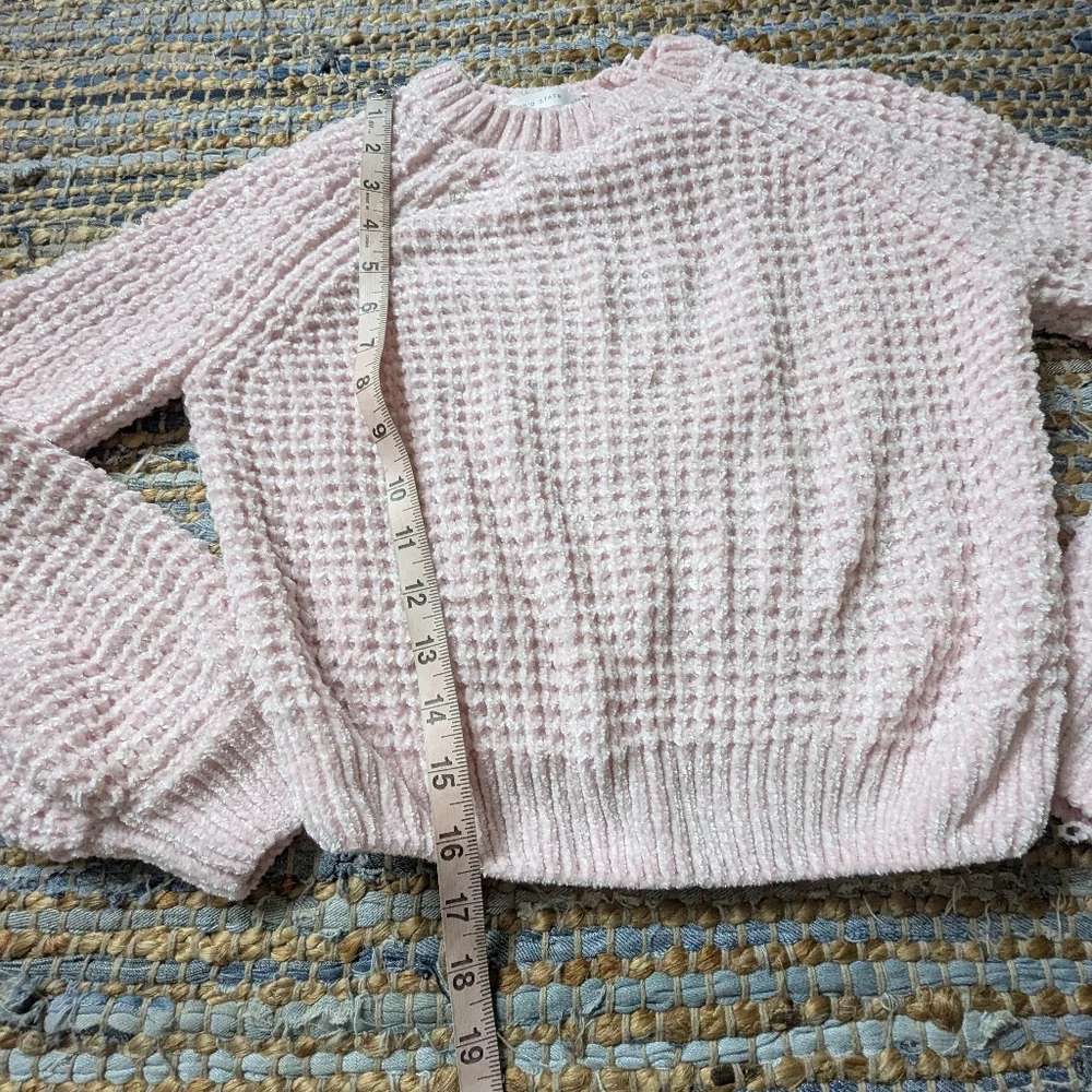 Altar’d State Blush Pink Chenille Textured Slightly Cropped Sweater XXS L/S Ribb